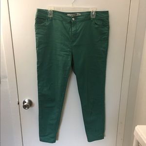 Green skinny jeans